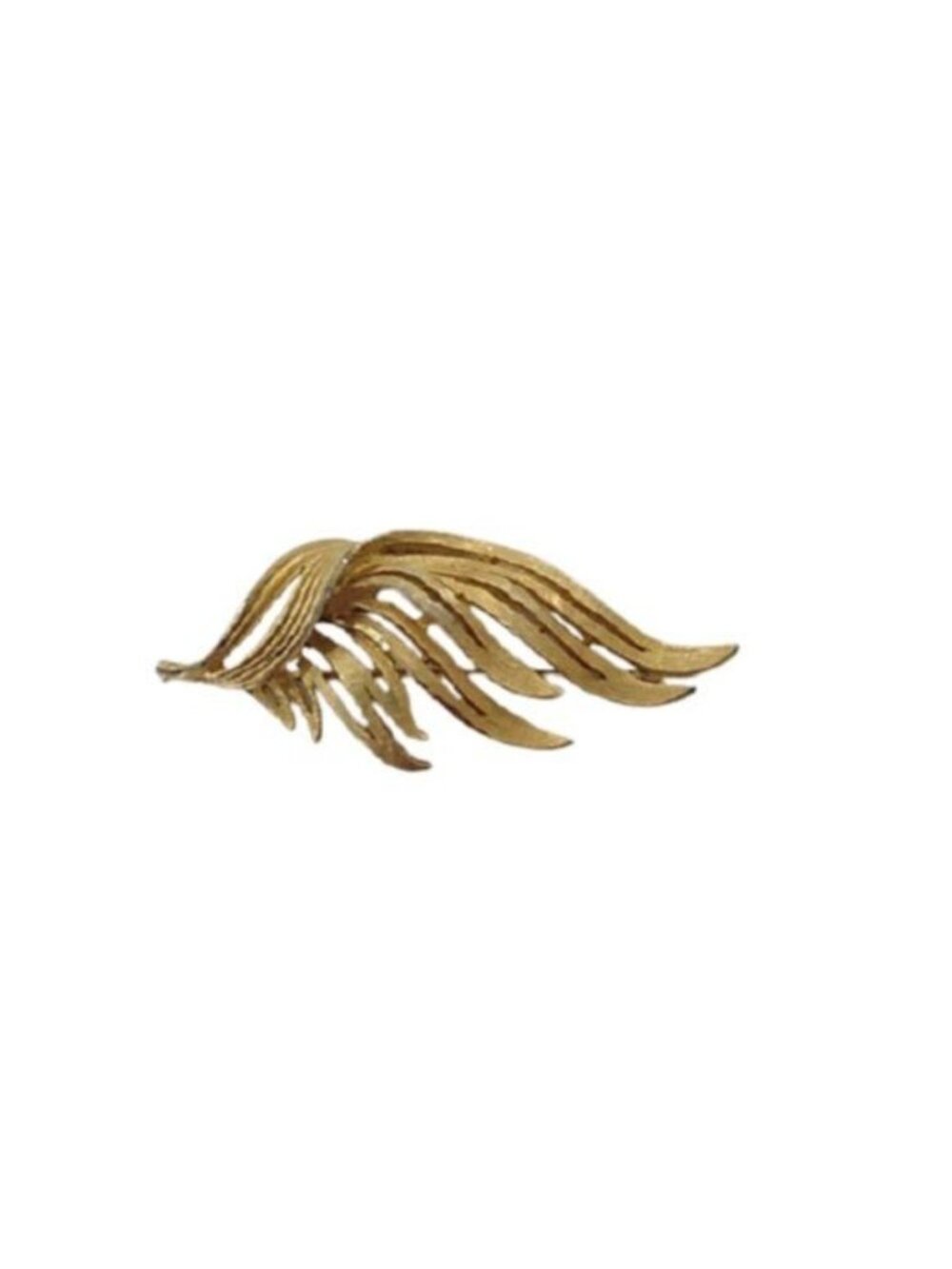 Vintage BSK Goldtone Metal Leaf Brooch